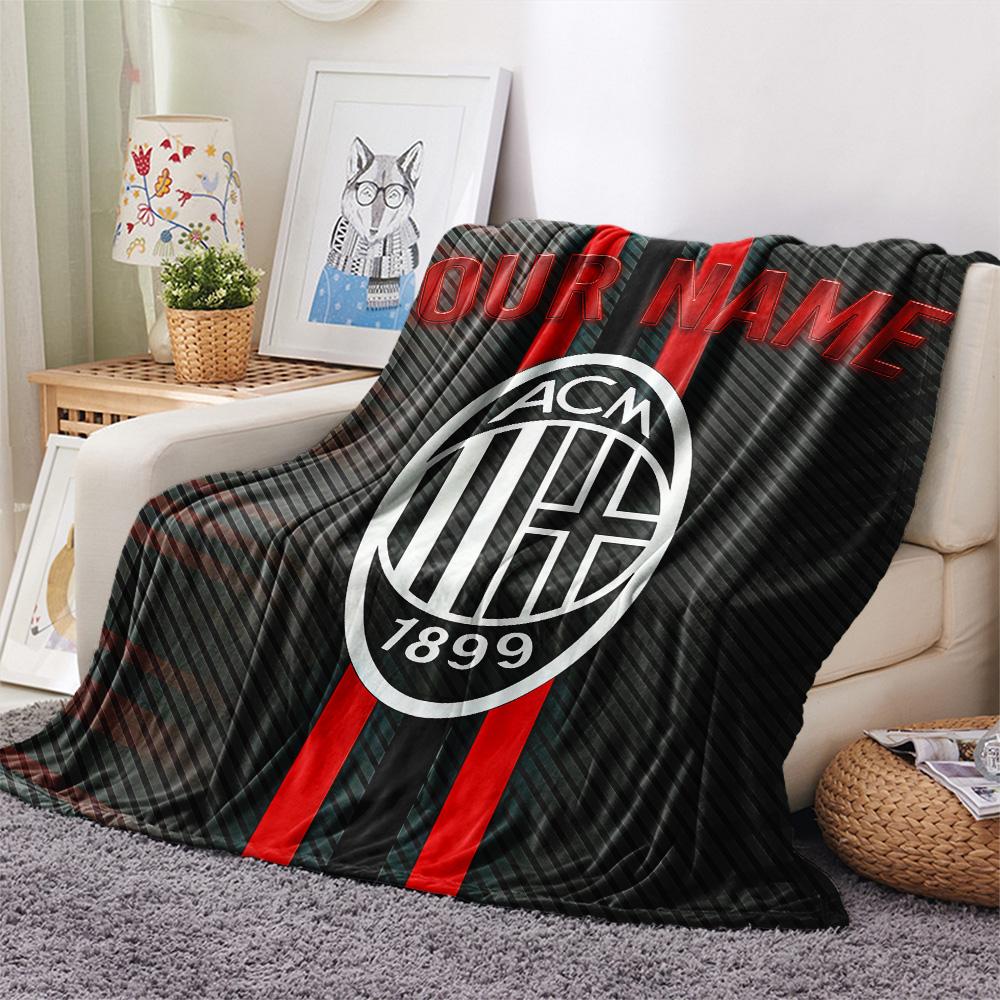 Custom Name AC Milan Flannel Blanket, High Quality Comfortable for All Seasons, Home Decor, Warmth and Comfort