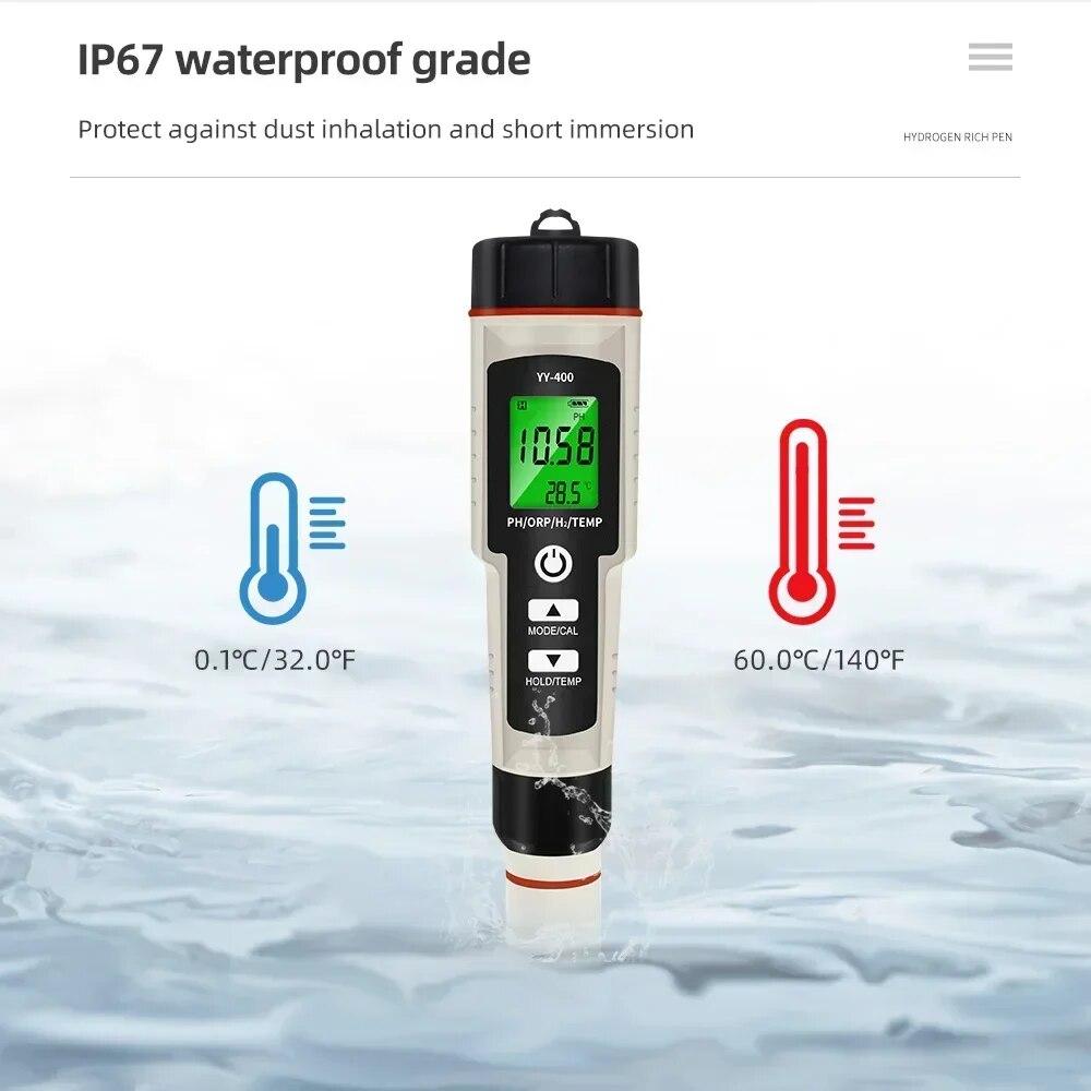 4 in 1 PH ORP H2 Temperatur Wasserstoff-reiche Meter Tragbare Stift Wasser Qualität Reinheit Detektor für Aquarium Pool Hydrokultur