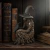 Crow Witch Sculpture Halloween Tree Statue, Gothic Resin Figurine, Fantasy Art Collectibles Dark Enchanting Ornament, Holiday Party Supplies