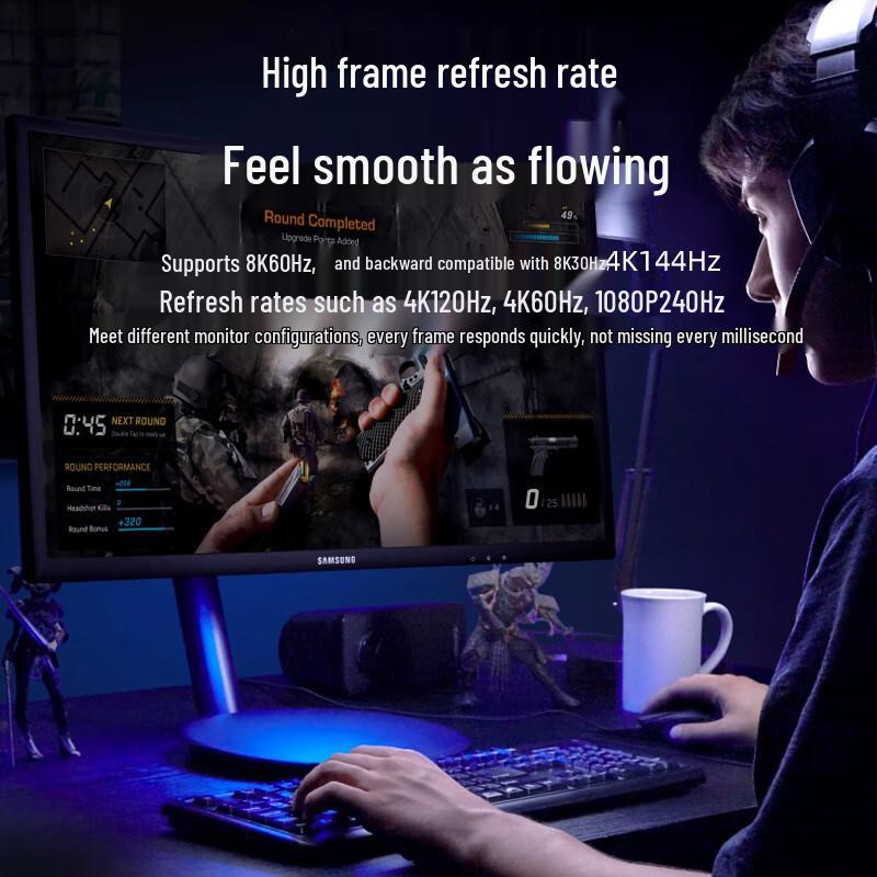 Biyaz Type-C to DP1.4 8K Adapter Cable, High-Definition Video, 165Hz/240Hz Refresh Rate.
