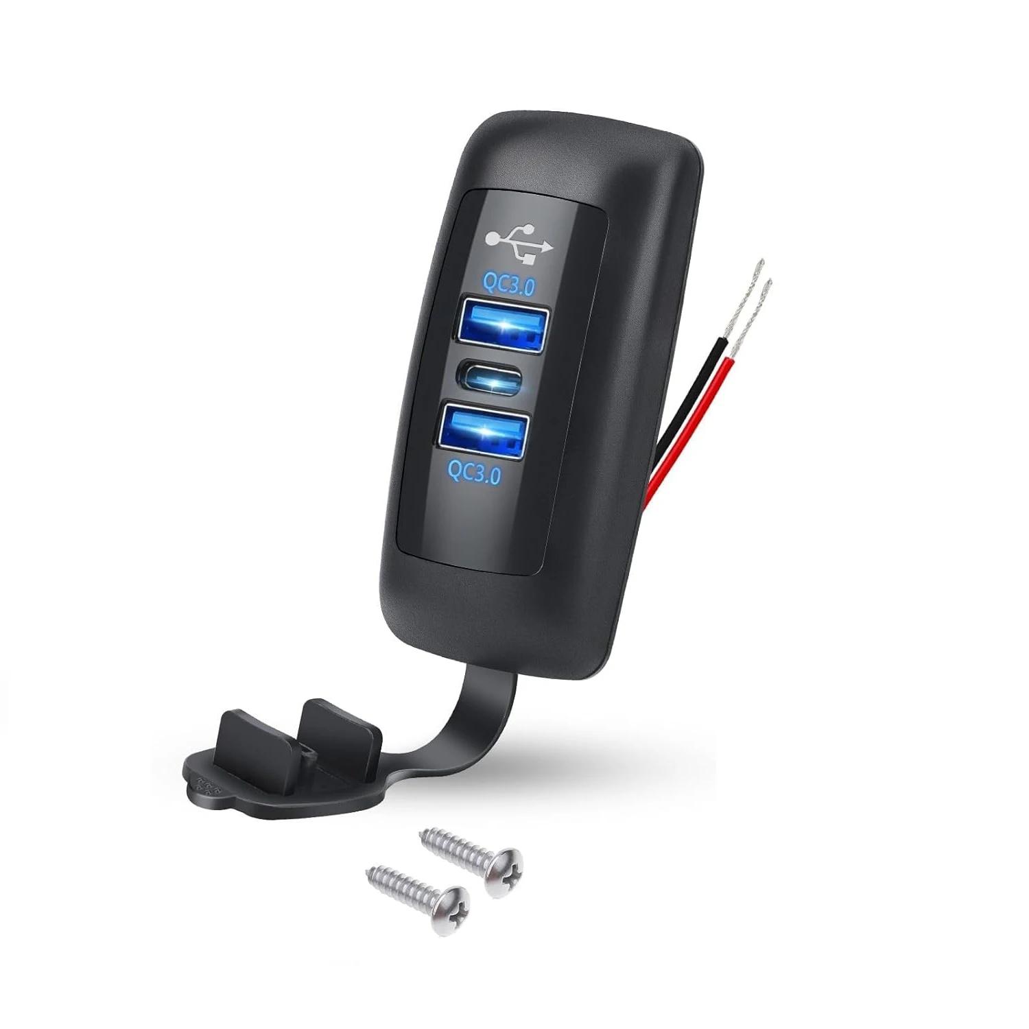 

KEBIDUMEI 1/2pcs Car Charger 12V/24V Fast Charging Socket QC3.0+PD USB Outlet Waterproof Power Supply Adapter Car Accessories puce