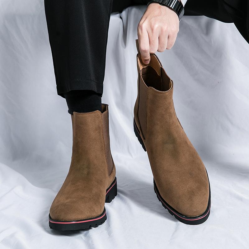 Chelsea Men's Boots Classic Business Dress Shoes black brown beige