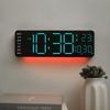 Modern Digital Wall Clock With Rgb Led Light Night Glow For Living Room Decor