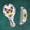Tuban - Set: Castle / Butterfly / Peacock Alloy Handheld Mirror + Hair Comb (Various Designs)