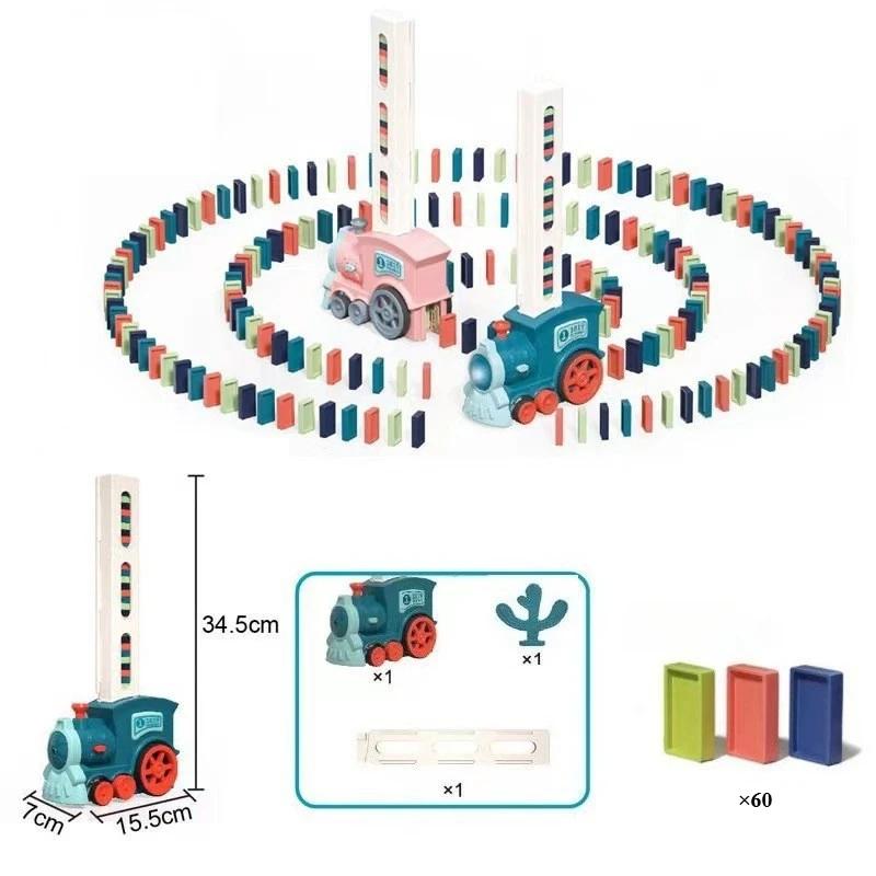 

Children Domino Puzzle Building Blocks with Automatic Small Train Chain Domino Chain Reaction Building Set