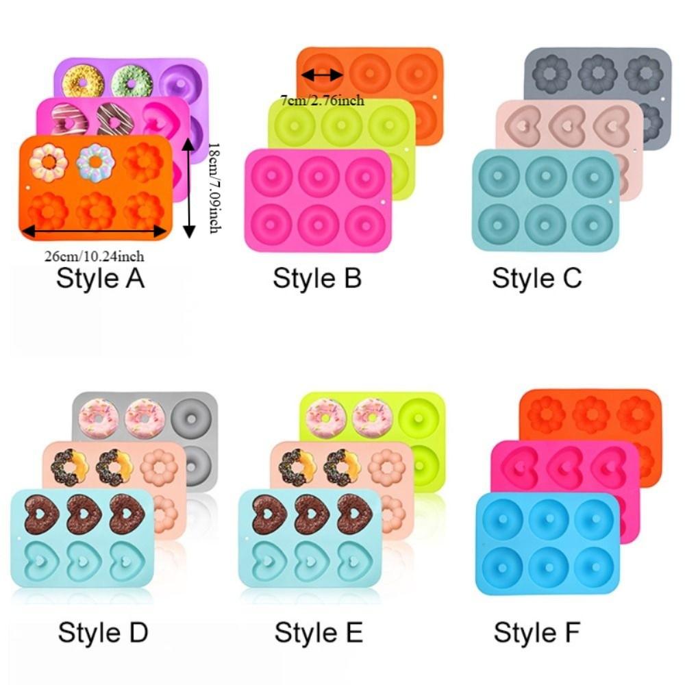 3PCS Silicone 6-Cavity Donut Baking Pan Soft Bread Mold Household Dessert Mold  Cake