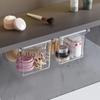 Mini Unterschreibtischschublade Schmuckkästchen Aufbewahrungsbox für Wattepads Kosmetik Make-up Organizer Transparente Kunststoffschublade unter dem Tisch