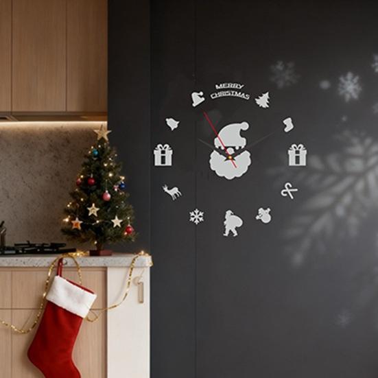 Christmas Santa Claus Wall Clock Glow-in-the-dark Frameless Acrylic 3D Clock Silent Home Office Bedroom Living Room Digital Analog Clock Decoration