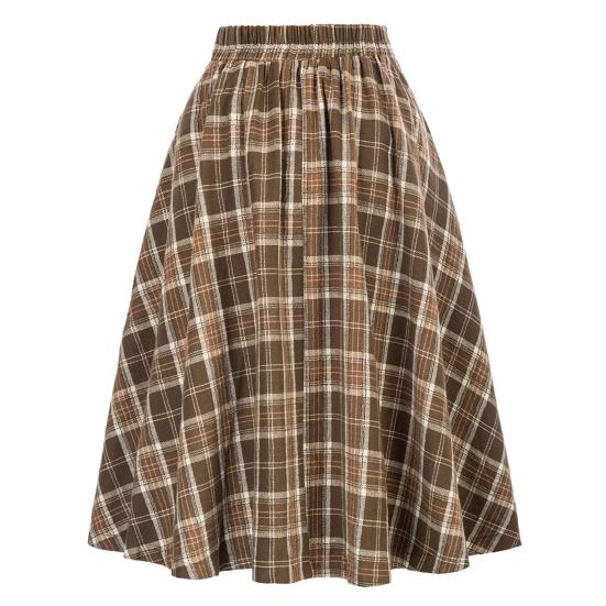 Dámská sukně Vysoký elastický pas Velký lem A-line Colorblock Kostkovaný potisk Volný Délka kotníku Měkké kapsy Retro volán Elegantní Party Dáma na dojíždění
