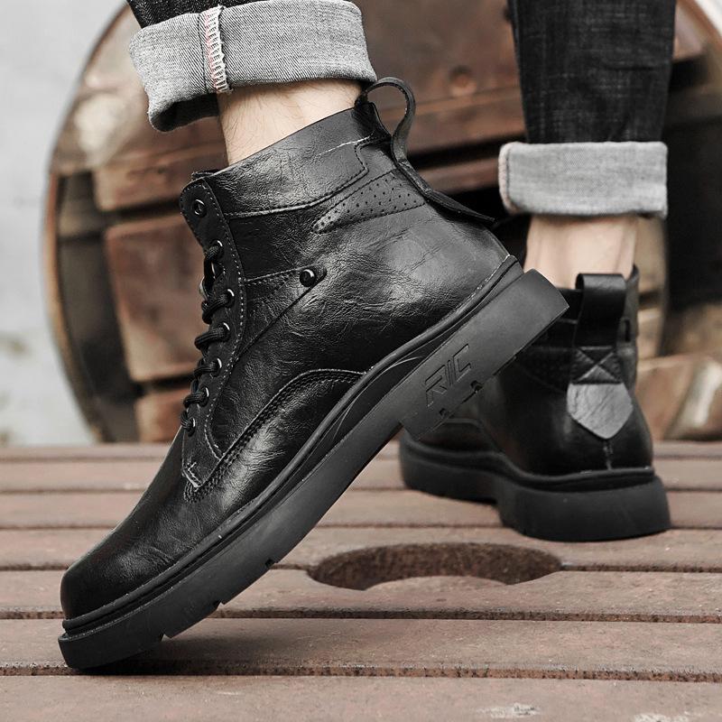 Men's Large Size High-Top Leather Winter Martin Boots for Outdoor Work