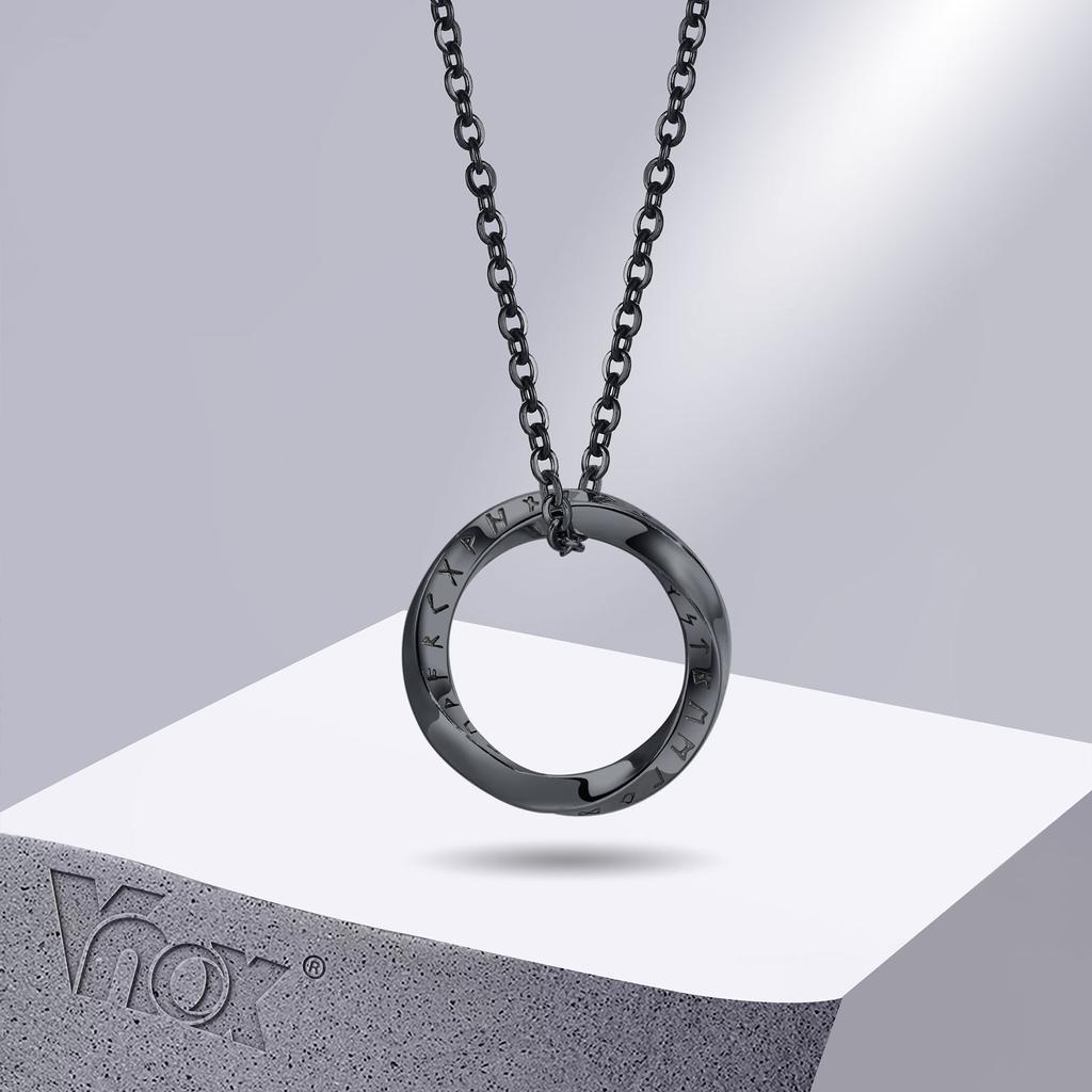 Vnox Norse Viking Necklace for Men Stainless Steel Mobius Pendant Trendy Male Jewelry Gift