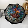 Glass Dinosaur Fantasy pattern umbrella, portable and foldable design, 8 ribs, a casual accessory for Halloween, Christmas, and birthday gifts.