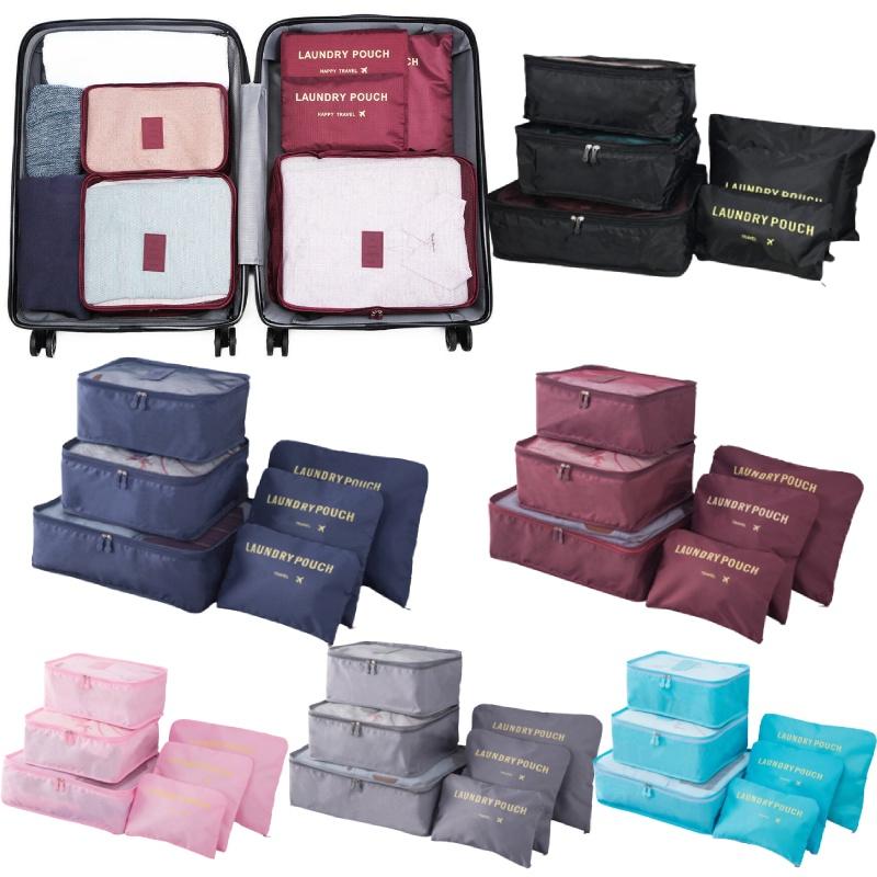 Qx Oxford Cloth Travel Storage Bag Suitcase Set Of 6 For Clothes And Underwear