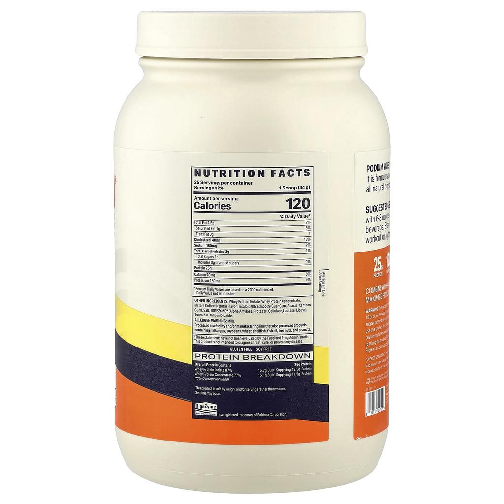 Podium Nutrition, Whey Protein Powder, Coffee Ice Cream, 850g (1.87lb)