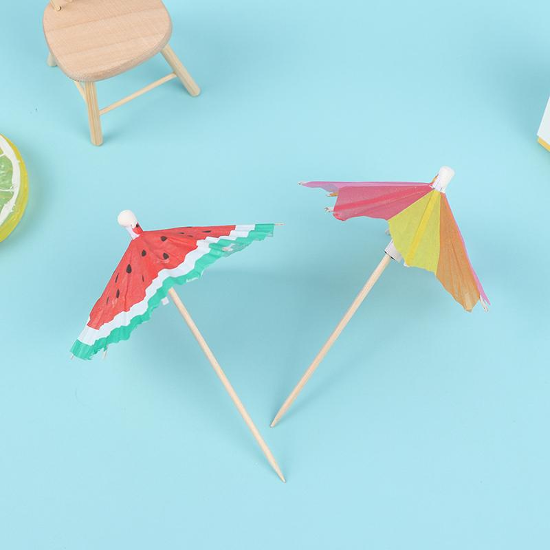 50Pcs Cocktail Umbrella Sticks Decorative Toothpicks Fruit Dessert Drinks Picks