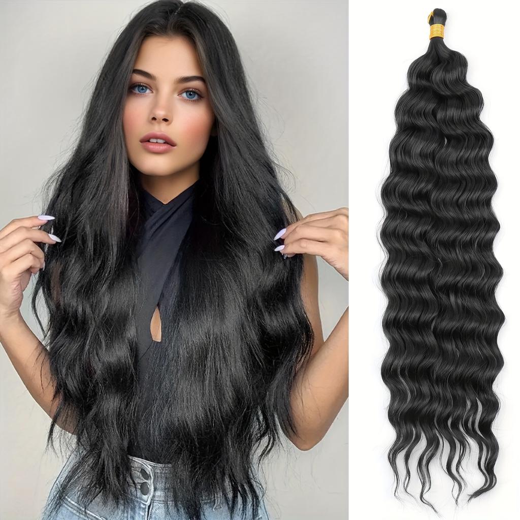 MISS WIG Synthetic Long Deep Curly Wave Crochet Hair Extensions High-Temperature Fiber Weave For Women Daily Wear
