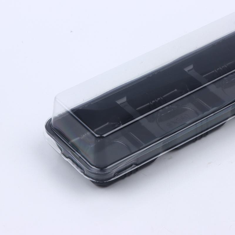 50Pcs Black 3 Grid Pastry Packaging Box With Lid Cake Roll Pastry Takeaway Freshness Boxes Food Grade Baking Dessert Case