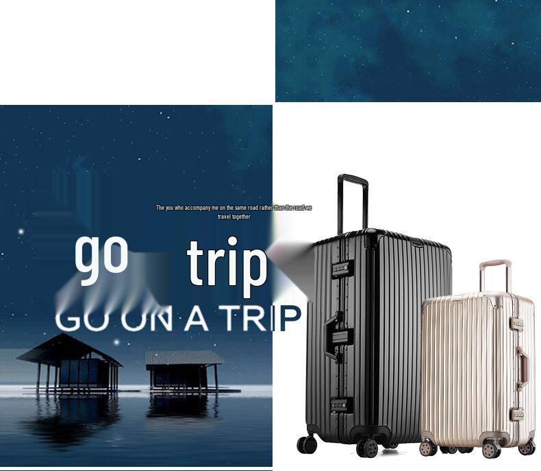 Extra Large Aluminum Frame Trolley Case with Combination Lock - Sport Style Carry-On Luggage for Men and Women