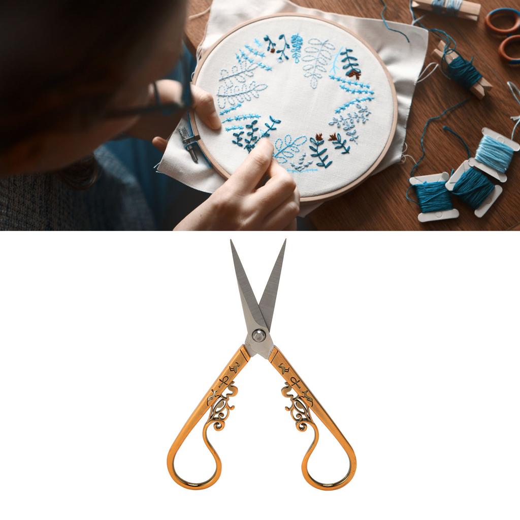 Embroidery Sewing Scissor Vintage Scissor Portable Stainless Steel Retro Scissors for Needlework Crochet