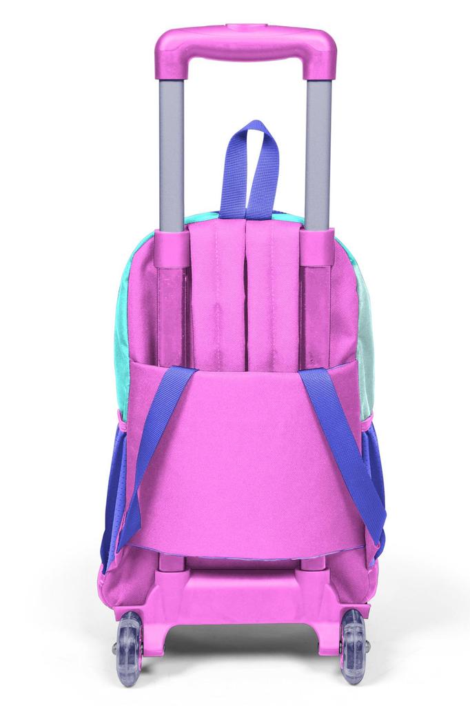 Coral High Kids Tyrkysově Růžový Zmrzlinový tříkomorový školní batoh na vozík se vzorem kočky 23951