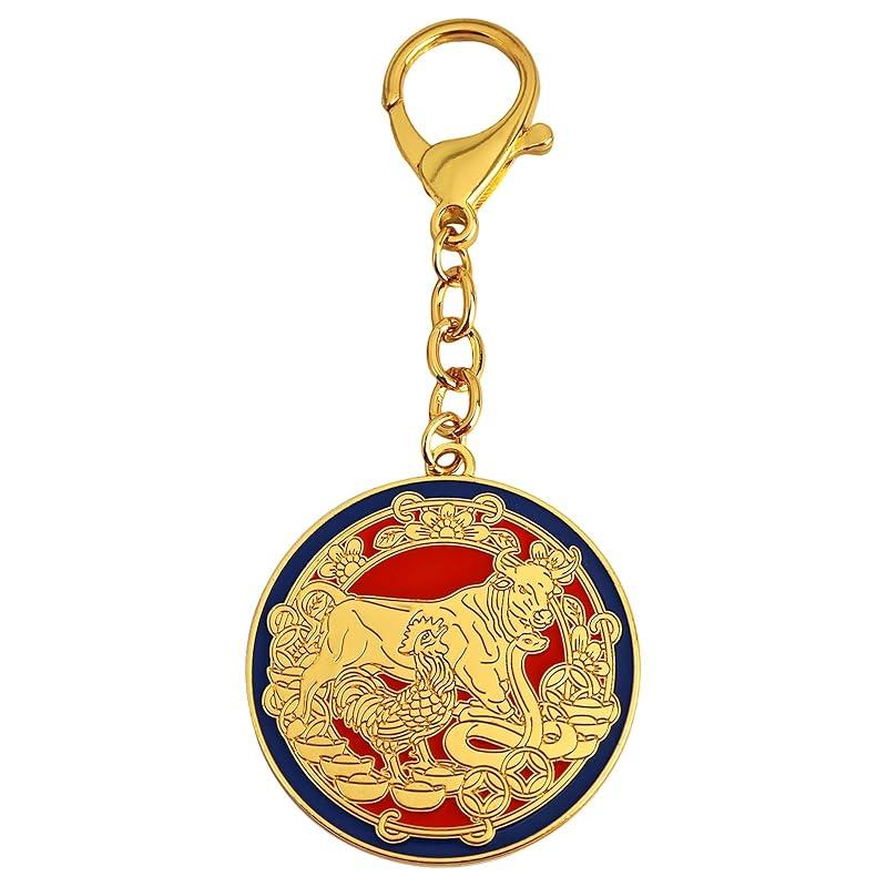 

[YISHUI] (Isui) feng shui keychain Portrait zodiac Year of the Snake key chain cattle chicken snake amulet good luck money luck celebration