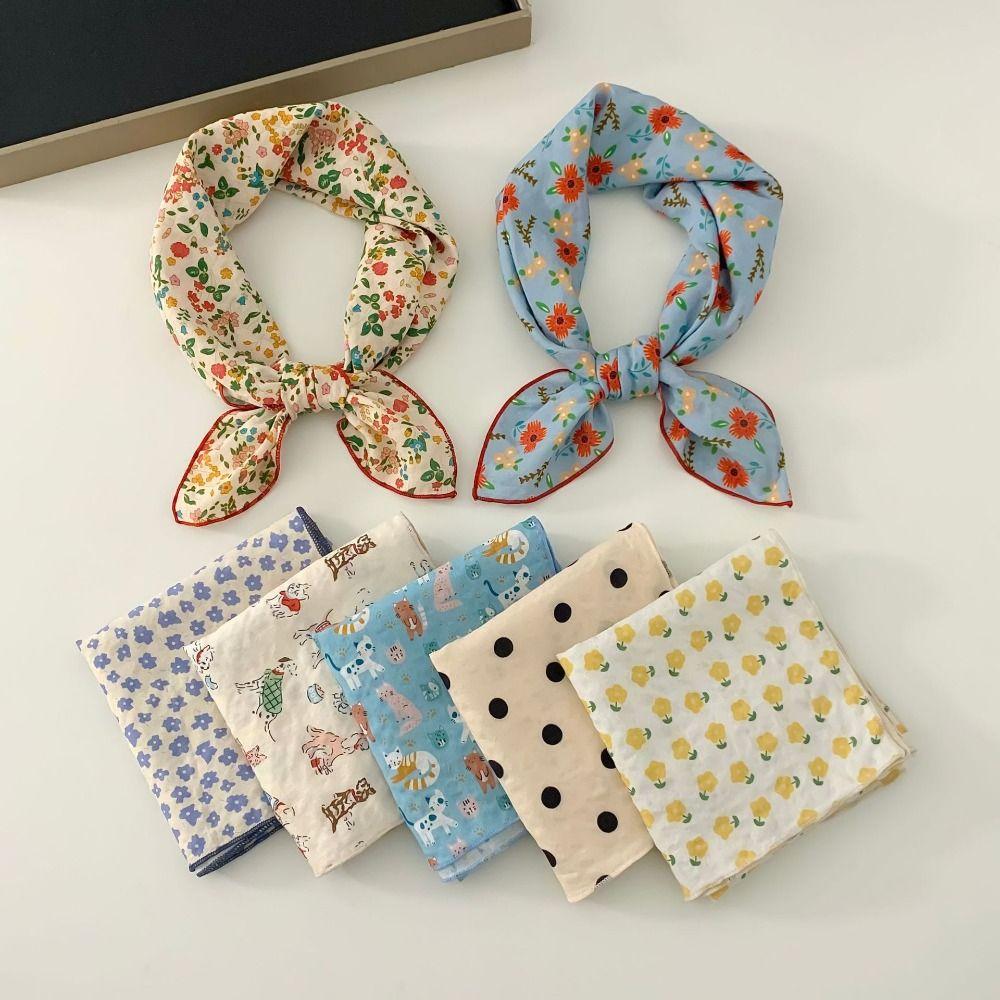Flower Cotton Linen Print Scarves Cherry Printed Silk Scarf Clothing Accessories