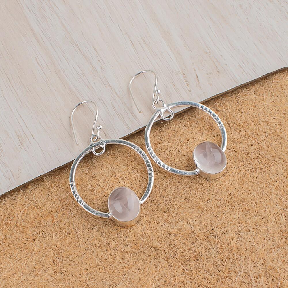 

Rose Quartz Gemstone 925 Sterling Silver Handmade Jewelry Earrings 1.37 For Her EE-67-28