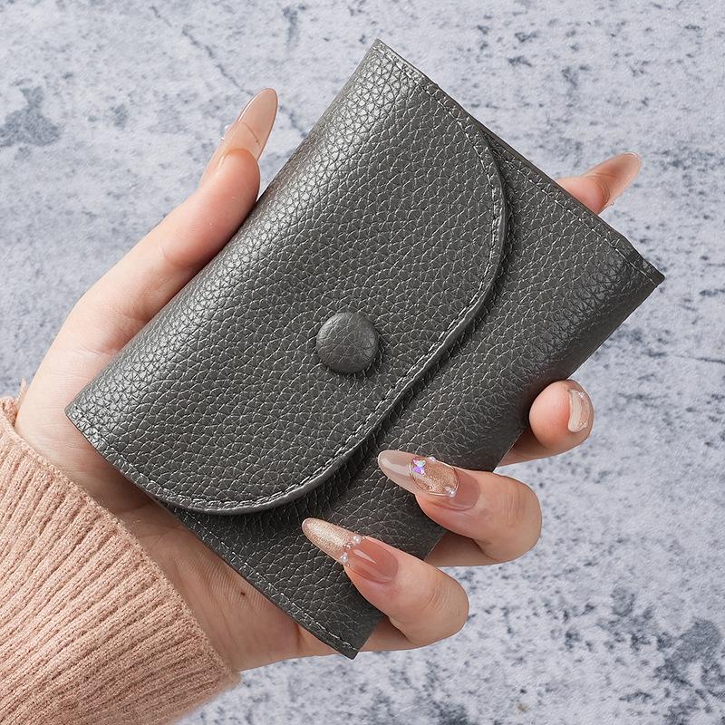 Lychee Pattern PU Leather Small Wallet & Card Holder with Coin Purse