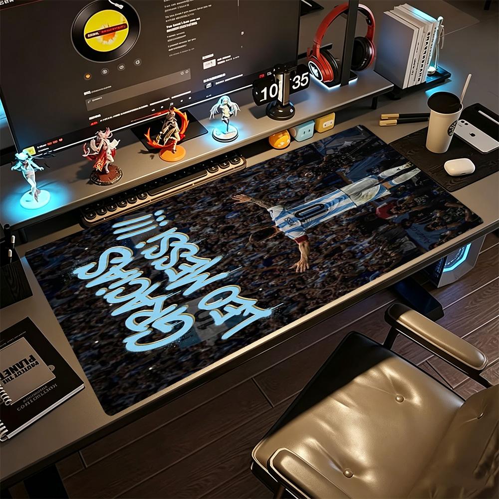 Football Messi Large Mouse Pad Office Mouse Mats Computer Desk Keyboard Mat Non-Slip Rubber Bottom Computer Decor Item Office Use