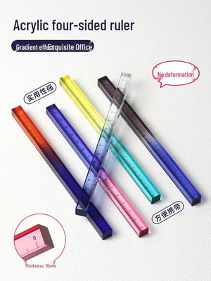 Gradient Vierseitiges Acryl Quadratisches und Dreieckiges Lineal Set (30/15cm) für Prüfungen und Ingenieurwesen