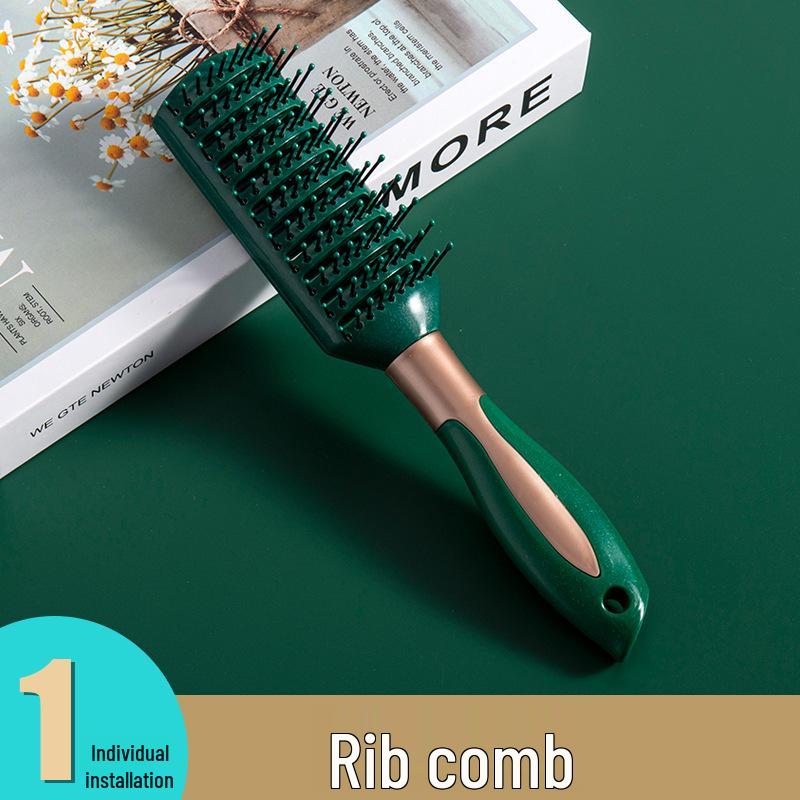 Dark Green Air Cushion Massage Comb for Straight & Curly Hair - Negative Ion Technology