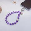 Retro High Luxury Cat Eye Purple Mobile Phone Chain Short Phone Hanging Rope Handmade Bead Safety Hanging Decoration