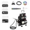 Airbrush Kit, 1/6 HP, Air Brush Kit with Air Compressor and Tank, 3 Dual-Action Professional Airbrushes with 3 Tips, Hose, Acrylic Paint