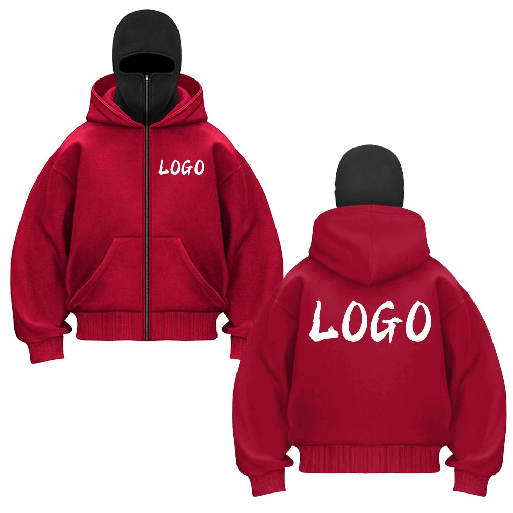 Custom Your Logo DIY Autumn Unisex Fashion Double Layer Hoodie Y2K Oversized Loose Zipper Sweatshirt Street Trend Sportswear