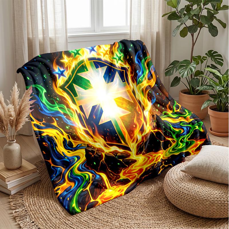 Coperta in Flanella Stampata Calcio Brasile Amica della Pelle Calda Decorativa Plaid per Divano Letto Interno Uso Quotidiano