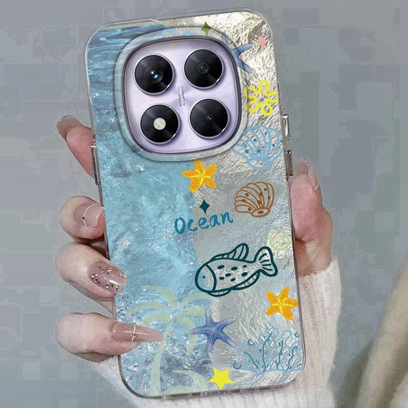 Seashell Starfish Case For Samsung A56 A16 A17 S24 S25 FE Xiaomi Redmi Note 14 13 Pro 14C A5 Huawei Honor 400 200 Lite Pro iPhone 16 Shockproof Cover