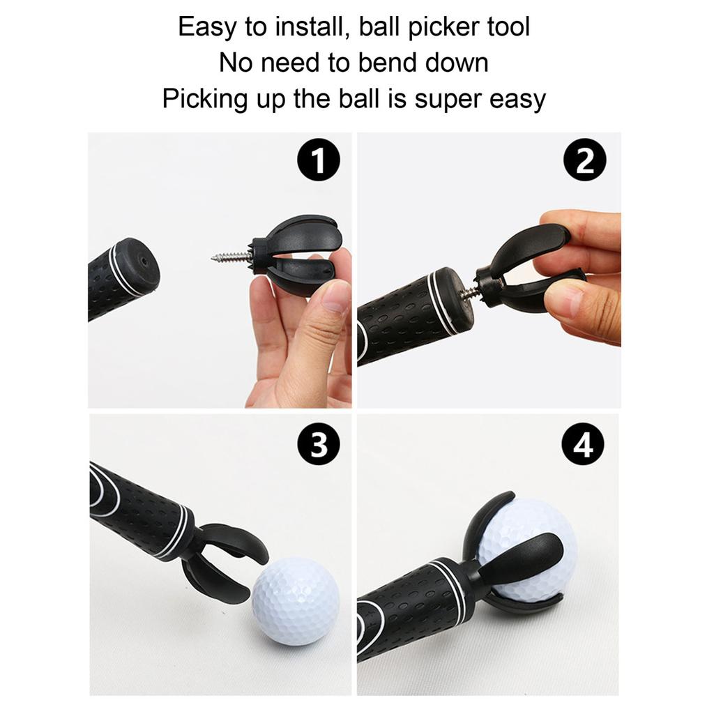 3pcs 4 Claw Golf Ball Retriever Grabber Pick Up Back Saver Claw Put On Putter Grip for Golf Screws Tool