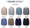 Men's 100% Wool V-Neck Sweater - Solid Color, Loose Fit, Long Sleeve Knitwear