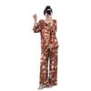 Cotton silk pajamas women's spring summer thin long-sleeved trousers floral round neck cotton pullover breathable loungewear set autumn