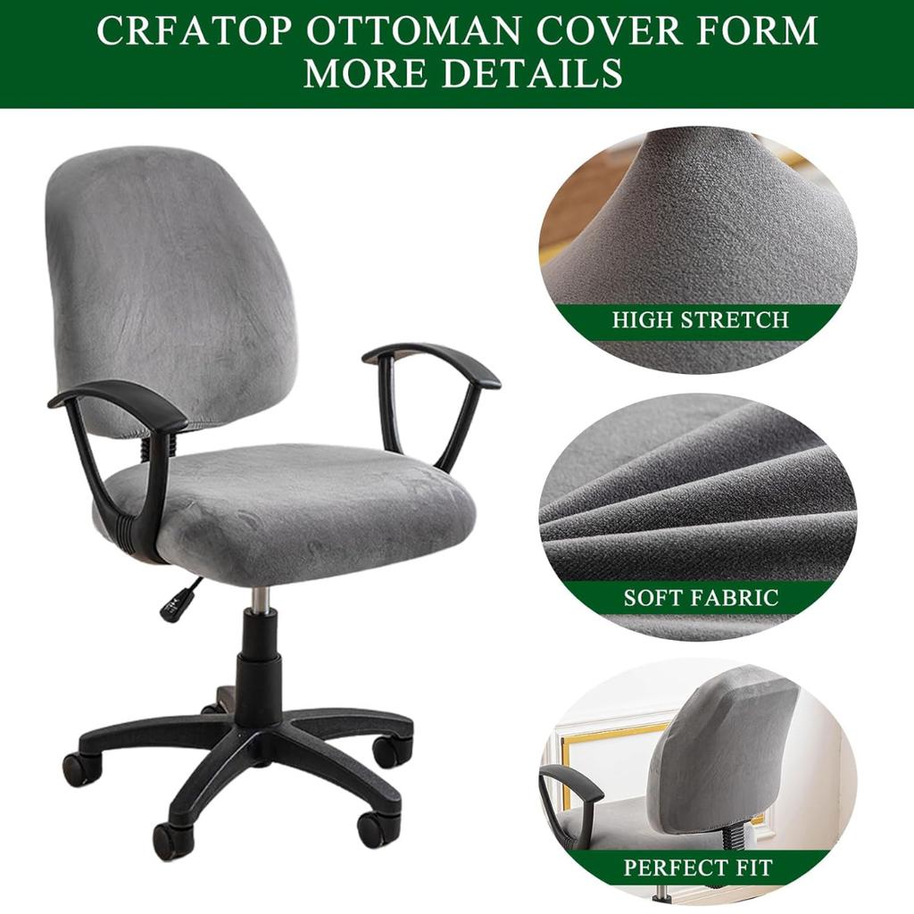 Stretch Elastic Velvet 2 Piece Universal Computer Chair Seat Cover Rotating Office Chair Slipcover