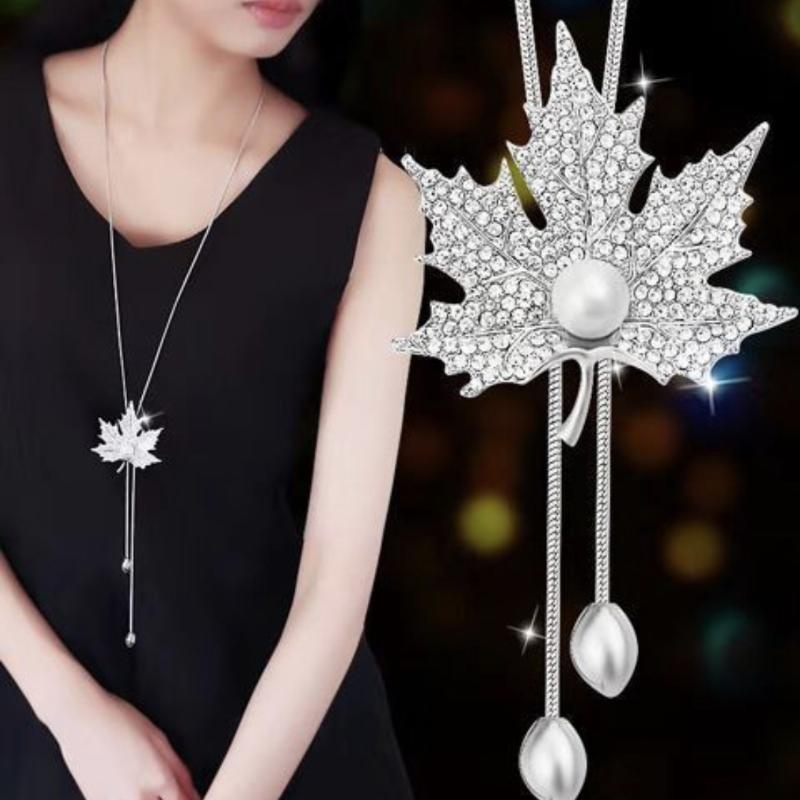 1Pcs New Trendy Korean Fashion Clothes Pendant Geometric Jewelry Vinatge Crystal Water Drop Sweater Long Necklaces For Women