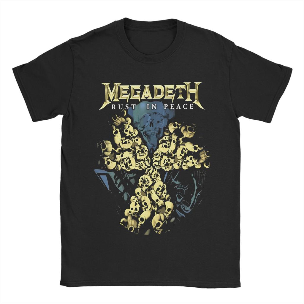 MMegadethed Band T Shirt Mens Cotton Unique TShirt Crew Neck Tees Short Sleeve Tops Big Size