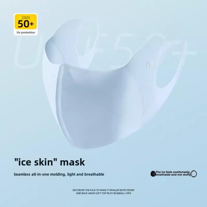 UPF50+ 3D Eye Protection Ice Silk Sunscreen Mask – Washable, Anti-UV Summer Fashion
