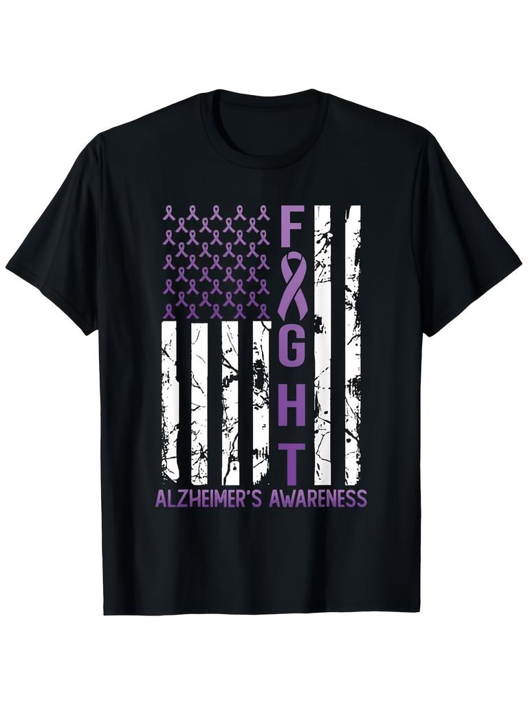 Unisex Crew Neck T-Shirt Featuring a Purple Ribbon for Alzheimer'S Awareness Month - Soft And Airy C