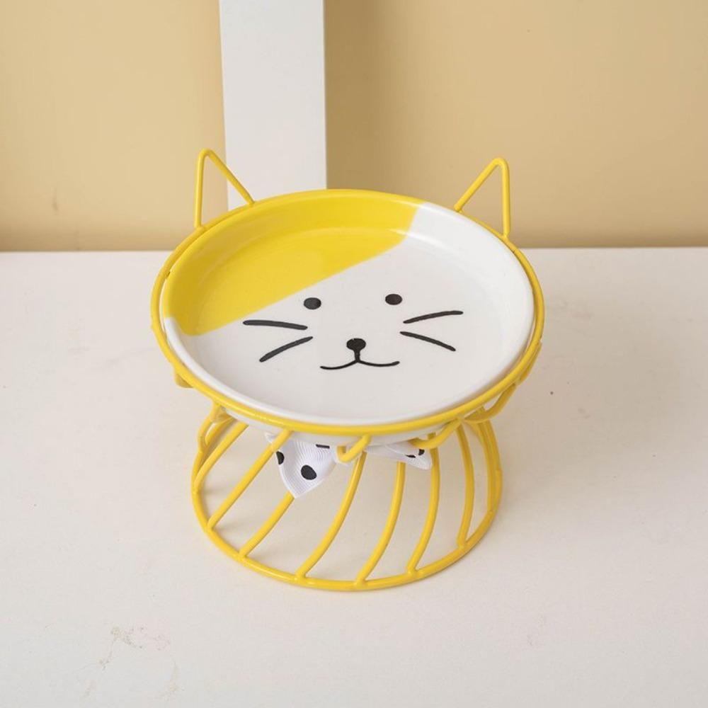 Pet Feeding Bowl With Stand Ceramic Cat Bowl Non-Slip Cartoon Dog Water Bowl Large Capacity Cat Food Bowl for Cats and Dogs