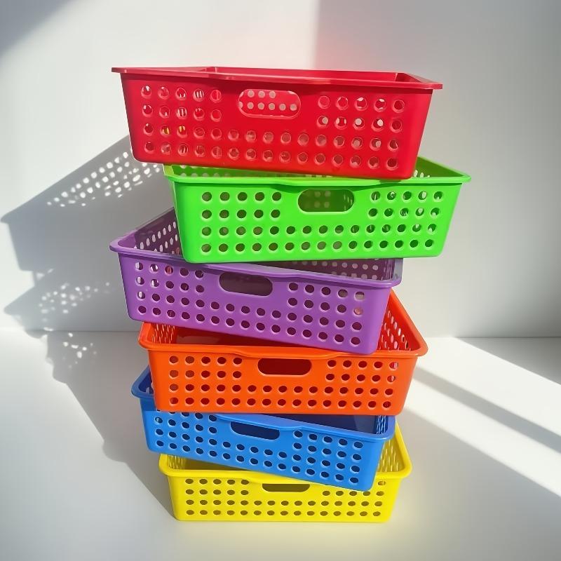 

6pcs Colorful A4 Paper Storage Bins - Durable Organizer for Office Desk, Rainbow & Macaron Colors, Home & Workspace Organization