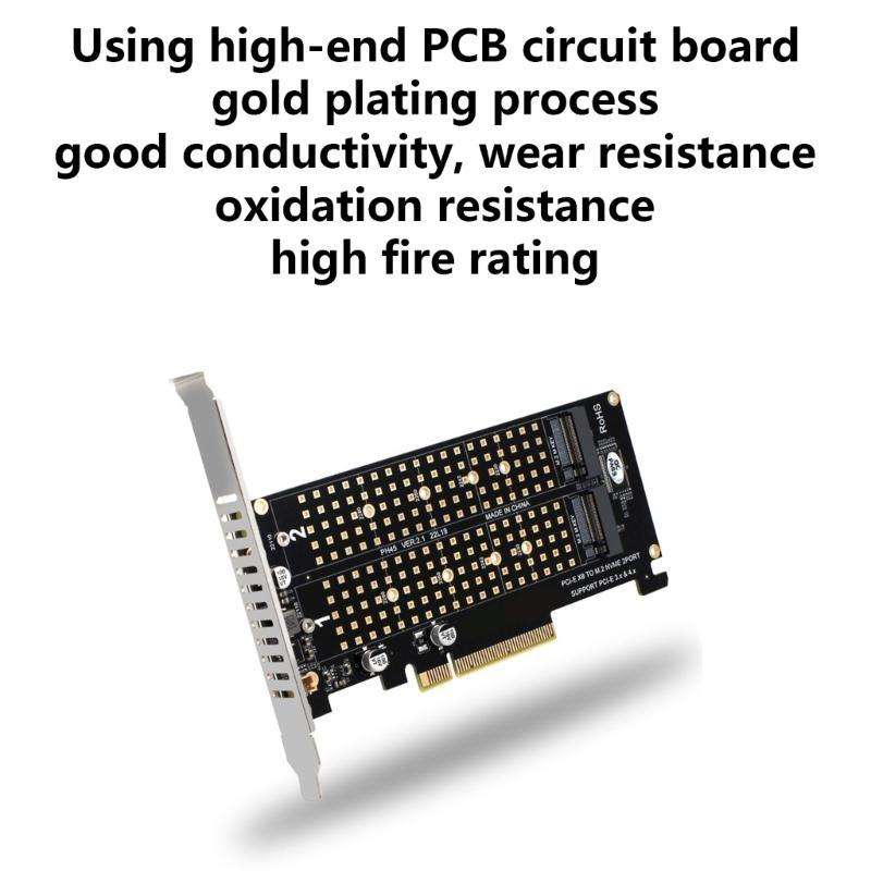 Carte d'extension PCIExpress X8 pour 2 contrôleurs RAID M.2 NVME Carte de division PCIE 2 ports NVME M KEY pour 2230 2242 2260 2280 22110