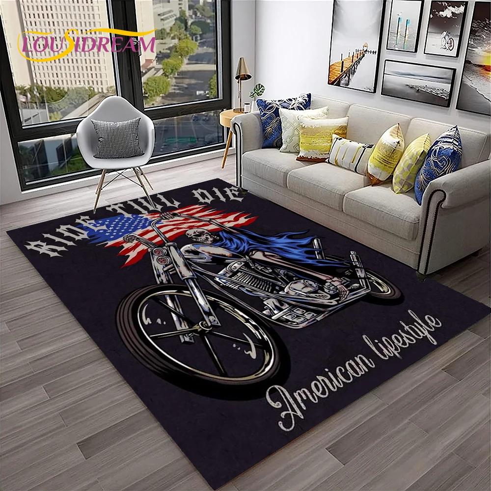Vintage Motorcycle Retro Carpet Rug for Home Living Room Bedroom Playroom Sofa Doormat Decor,Kid Area Rug Non-slip Floor Mat