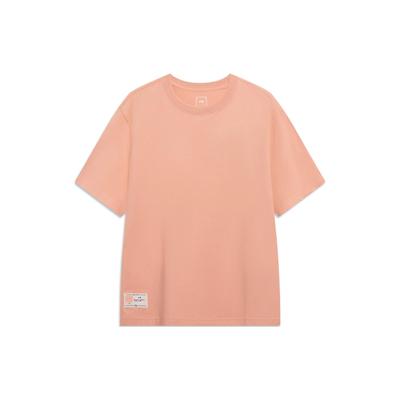 Li Ning Solid Color Antibacterial Short Sleeve T-Shirt Men Tops Sunset-Orange AHST187-6