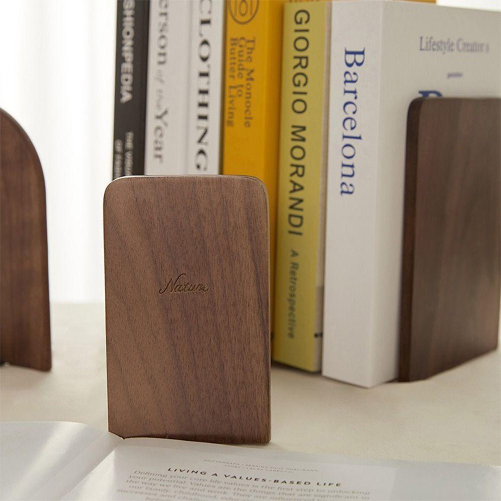 Non-slip Book Stand Nature Wooden Desktop Bookshelf High Quality Bookends  Gift
